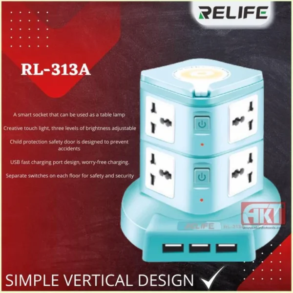 Relife Multitoma Rl-313a Torre 2 Pisos Con Luz Led - Image 3